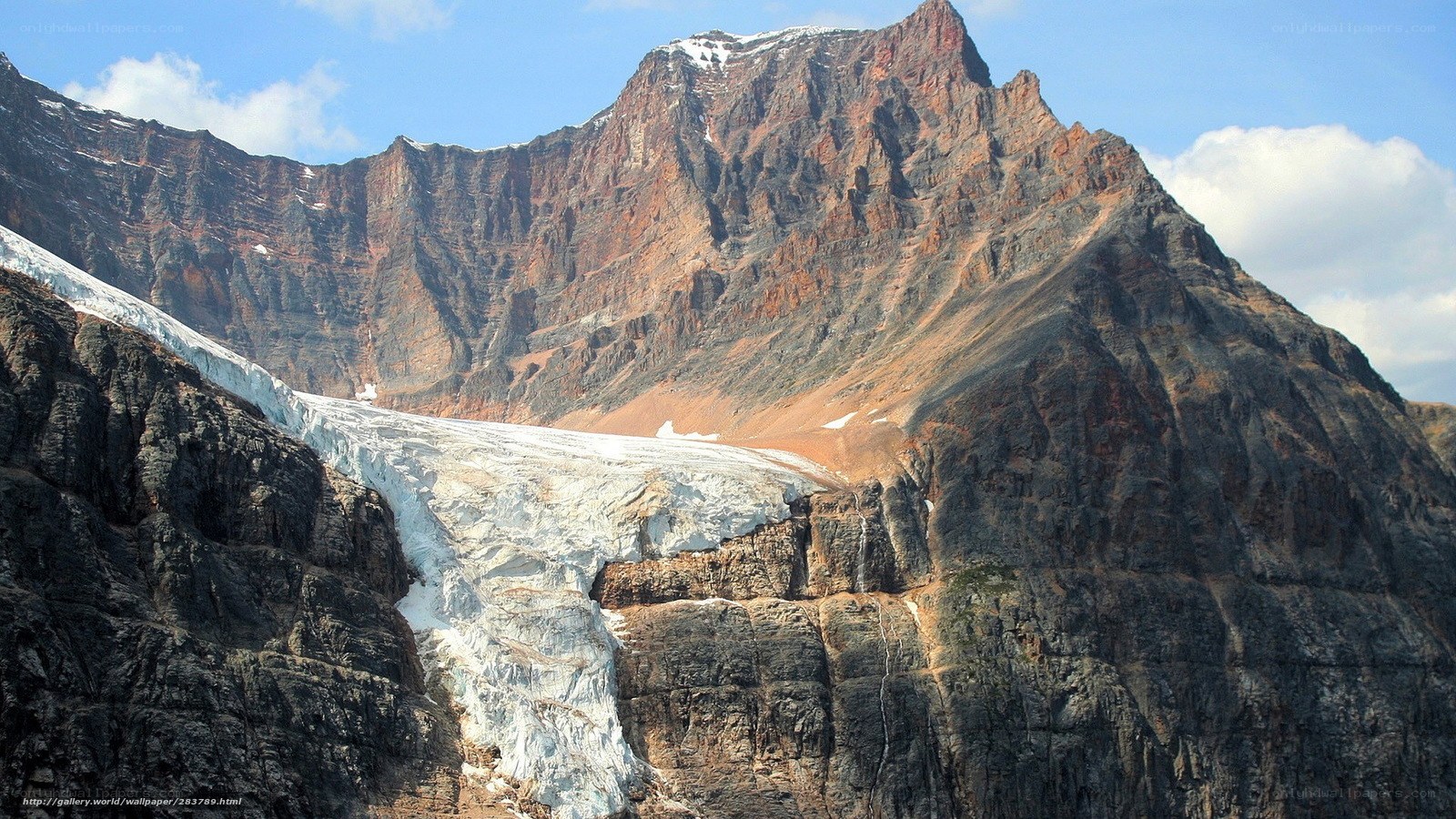Glacier on a rocky mountain