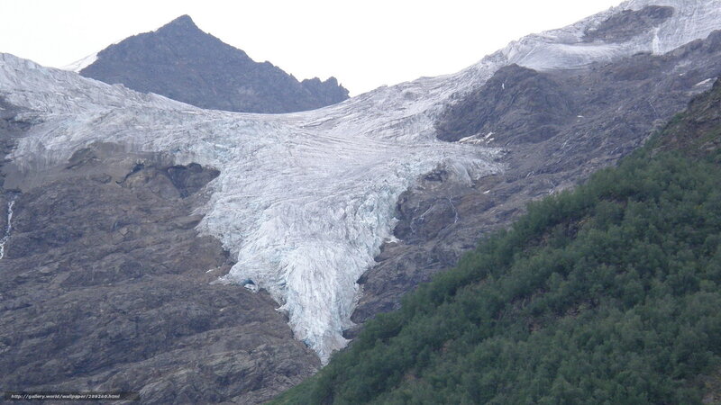 Glacier on Mountain Slope — Gray, Dramatic