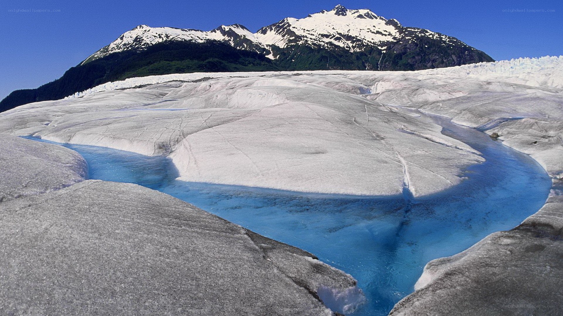 Glacier river in mountain landscape