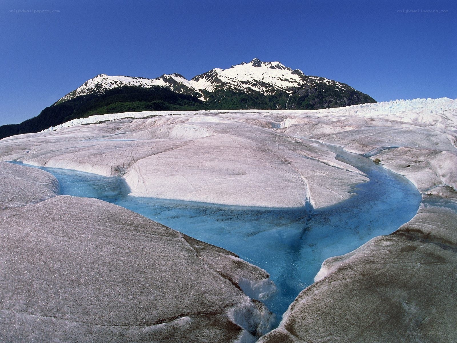 Glacier river in mountain landscape
