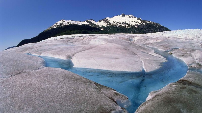 Glacier river in mountain landscape