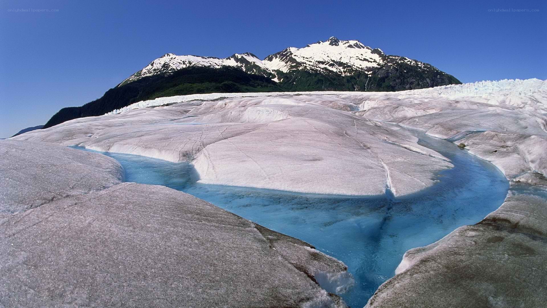 Glacier river in mountain landscape