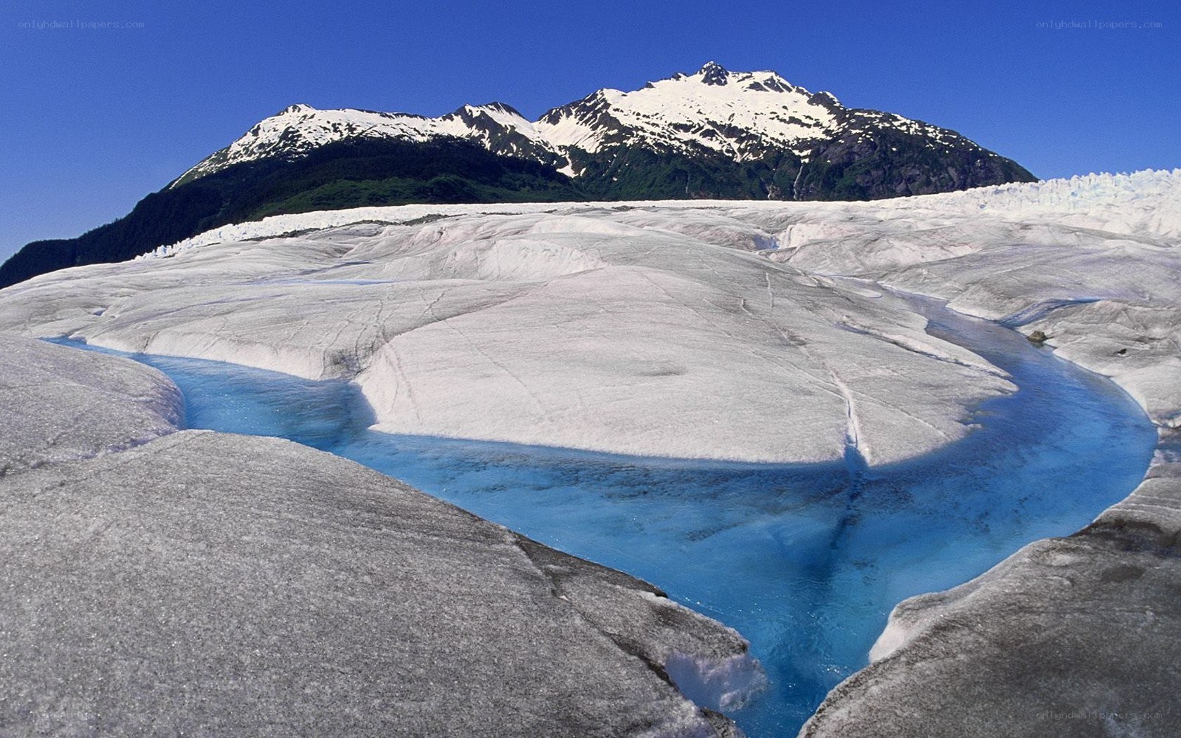 Glacier river in mountain landscape