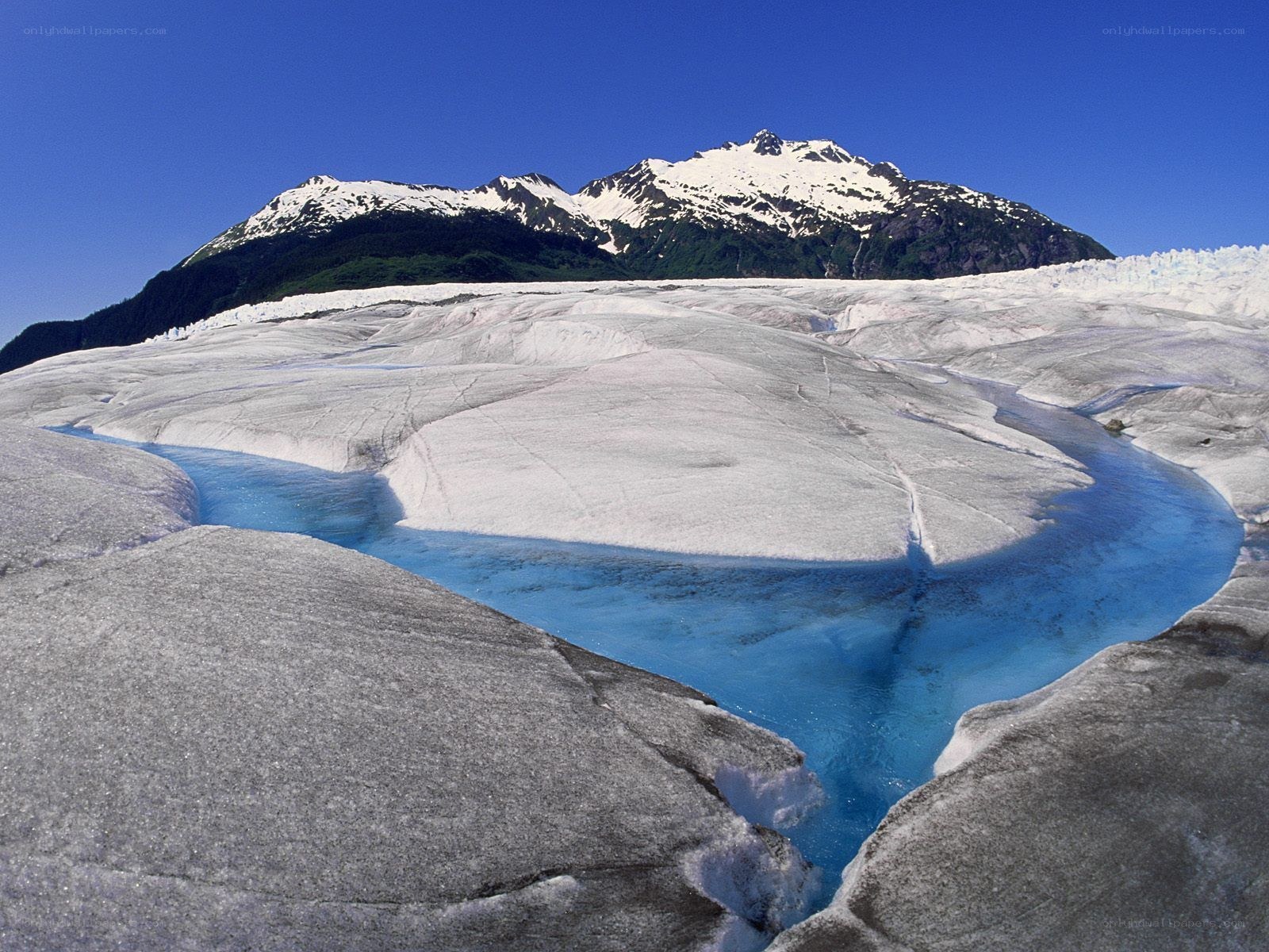 Glacier river in mountain landscape