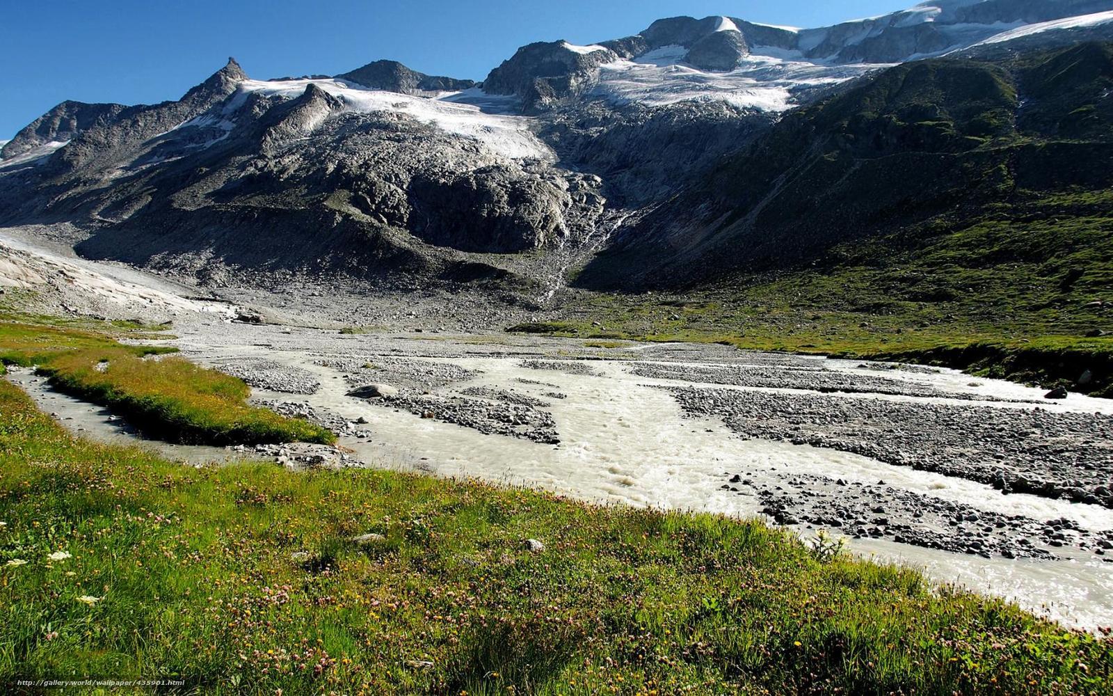 Glacier river in mountain valley