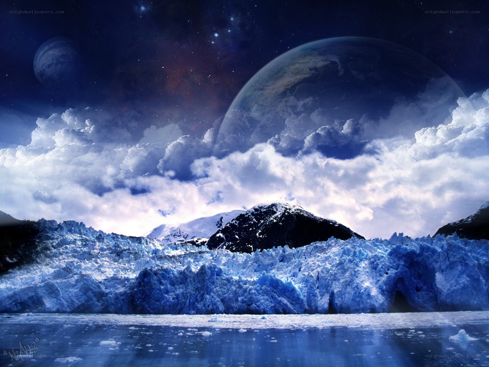 Glacier under alien sky