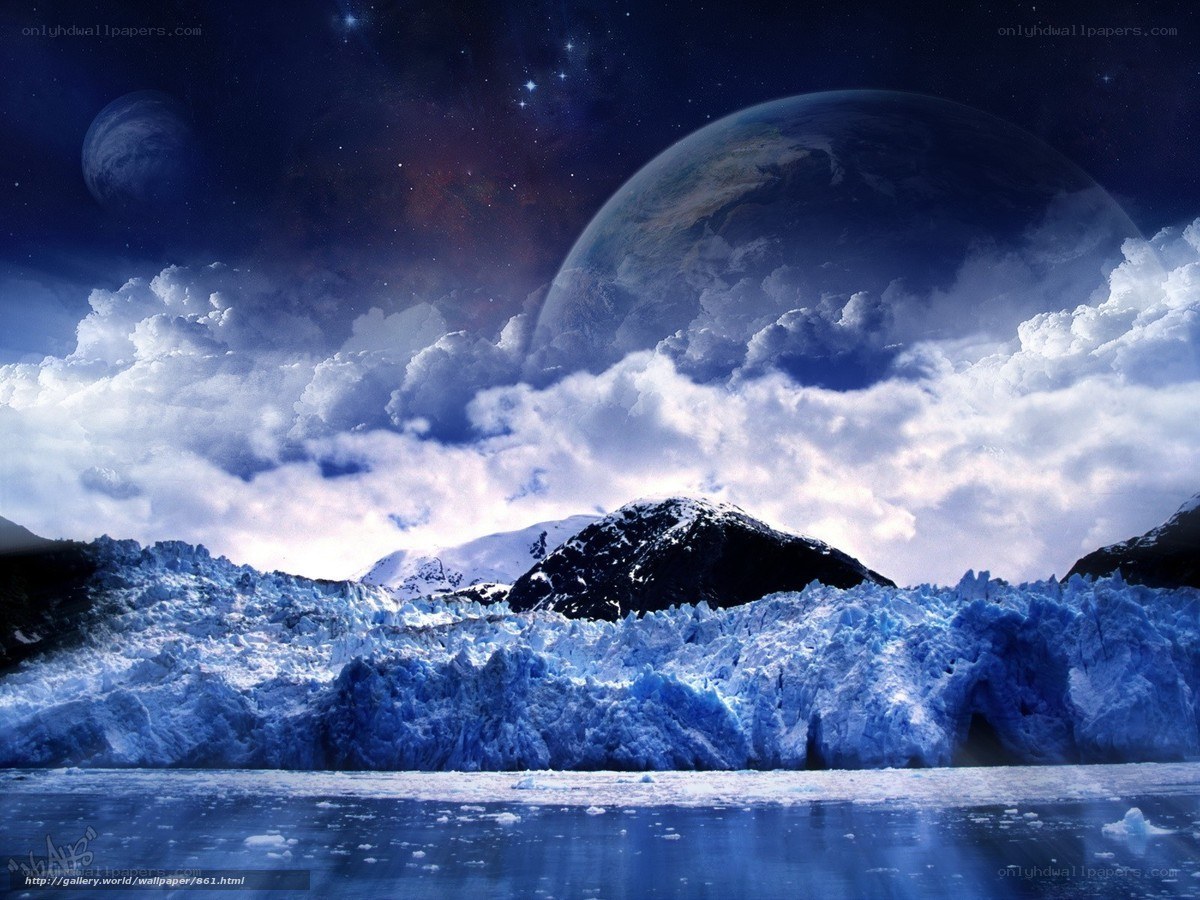 Glacier under alien sky