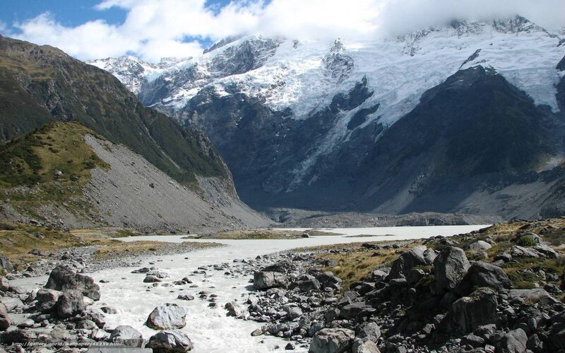 Glacier valley with river