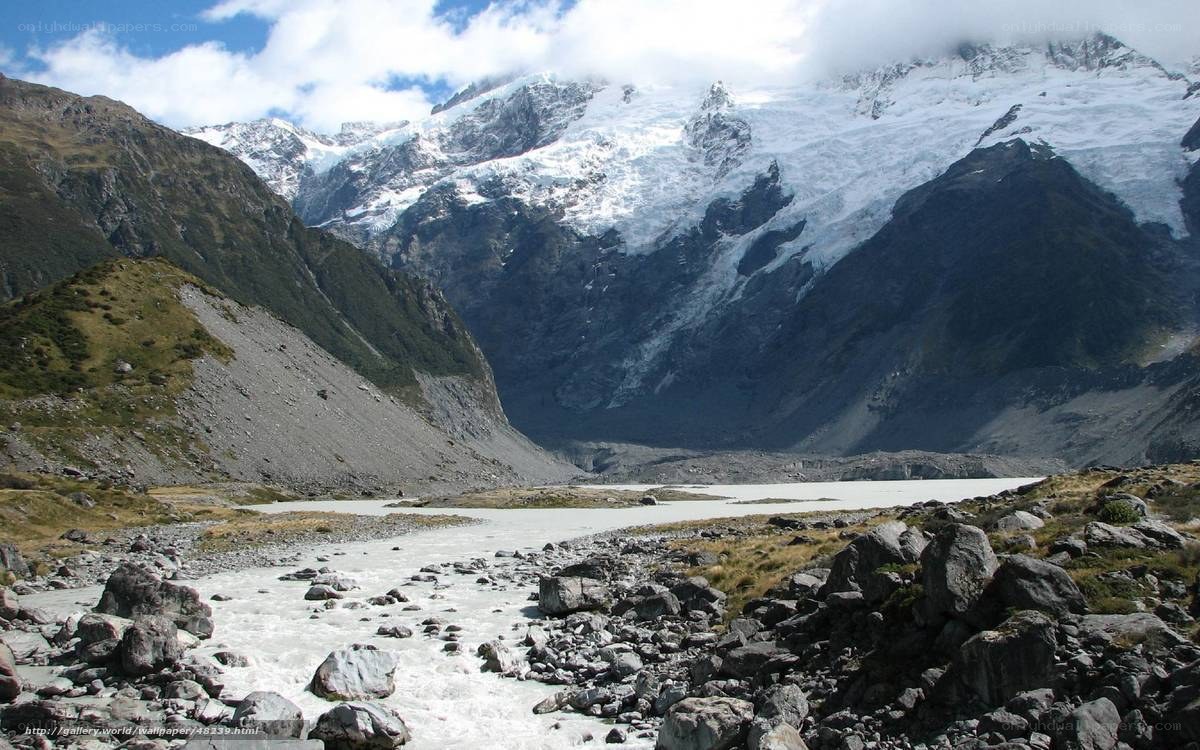 Glacier valley with river