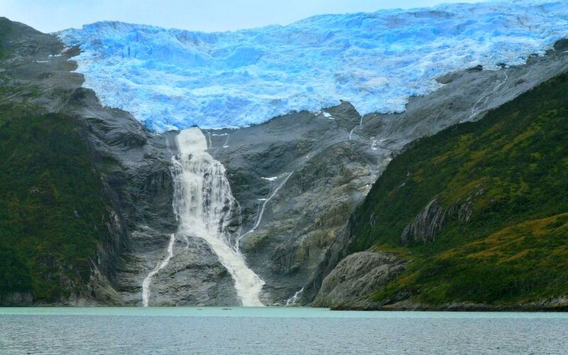 Glacier Waterfall — Blue