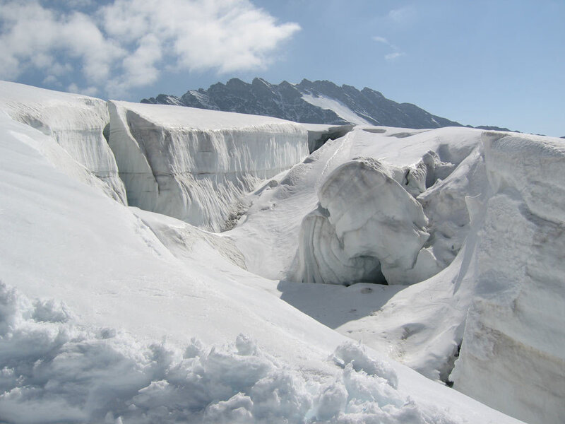 glacier with crevasses