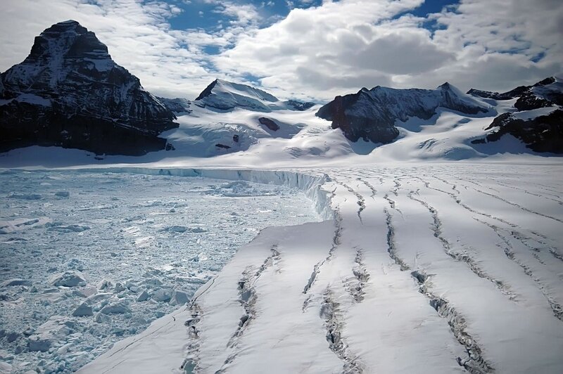Glacier with Crevasses — White