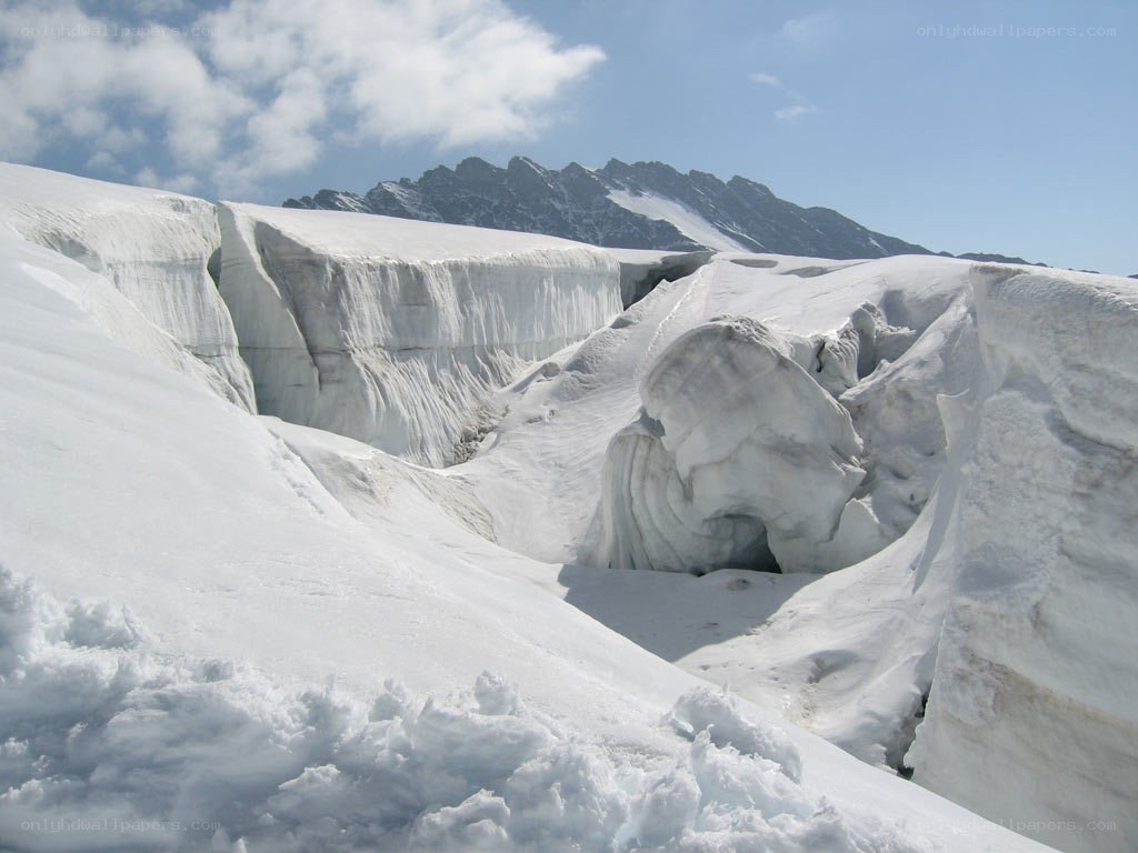 glacier with crevasses