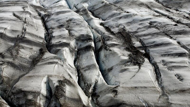 Glacier with deep crevasses