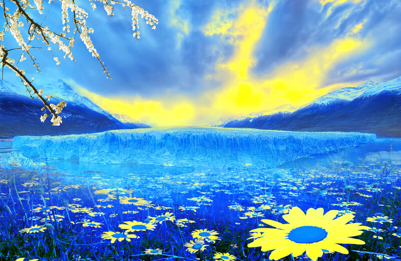 Glacier with Flowers — Blue