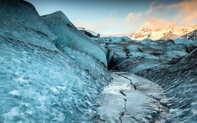 Glacier with Ice Formations — Blue, Dramatic