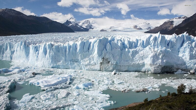 Glacier with Icebergs — Blue