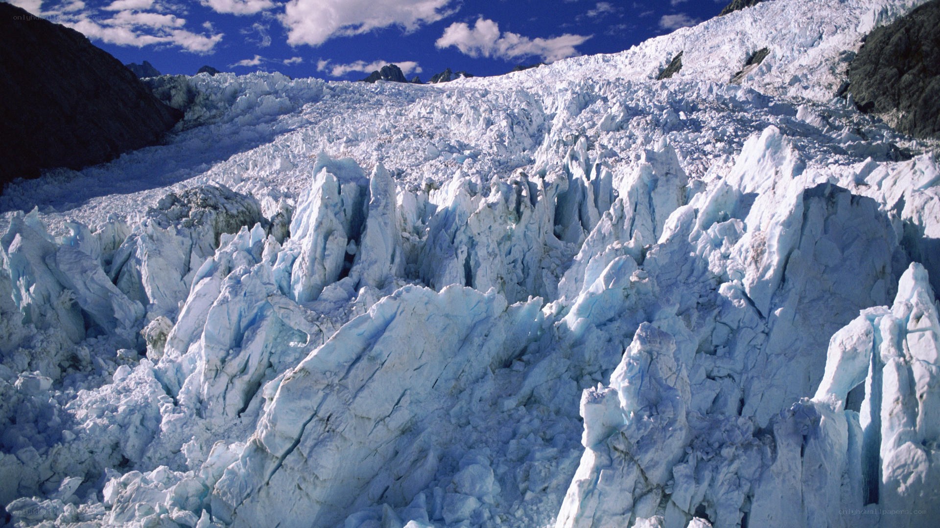 Glacier with jagged ice formations