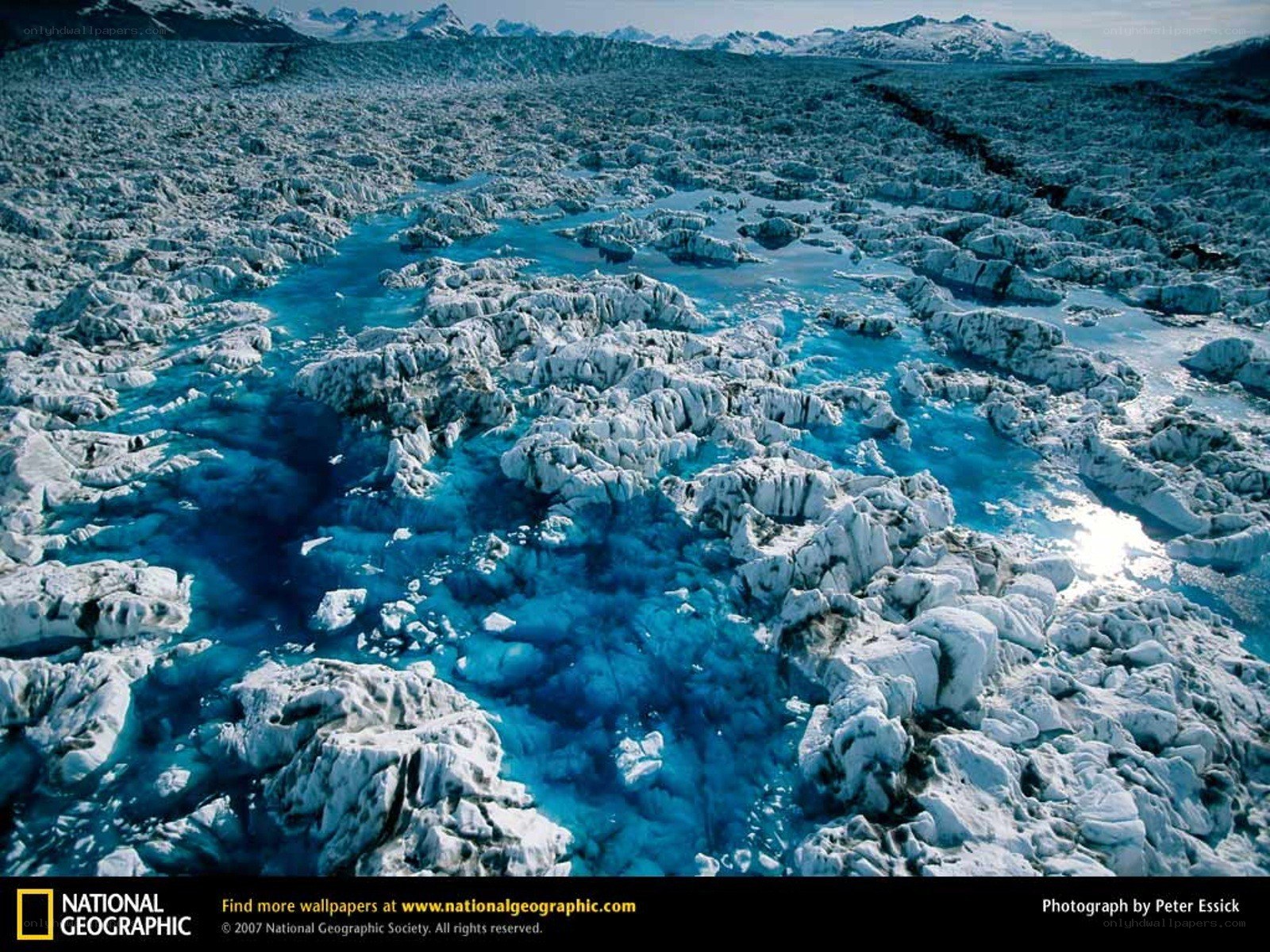 Glacier with meltwater streams