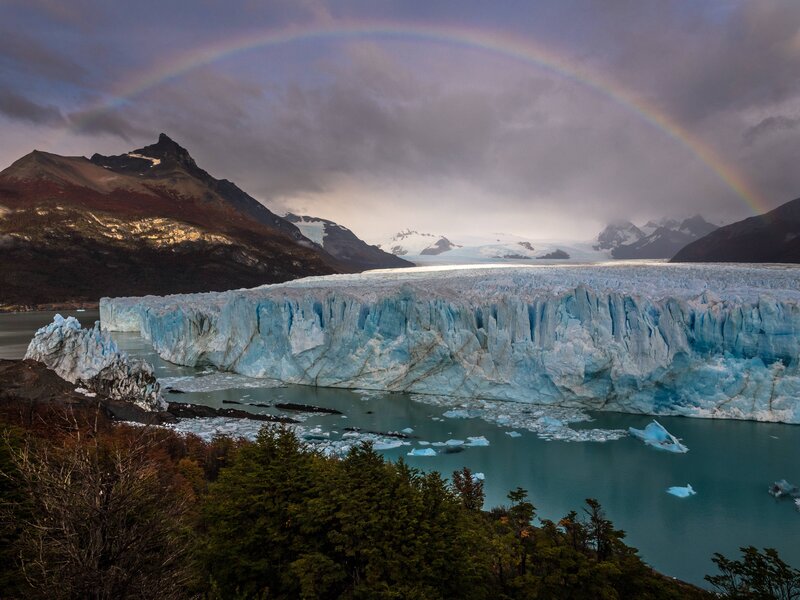 Glacier with Rainbow — Blue, Dramatic
