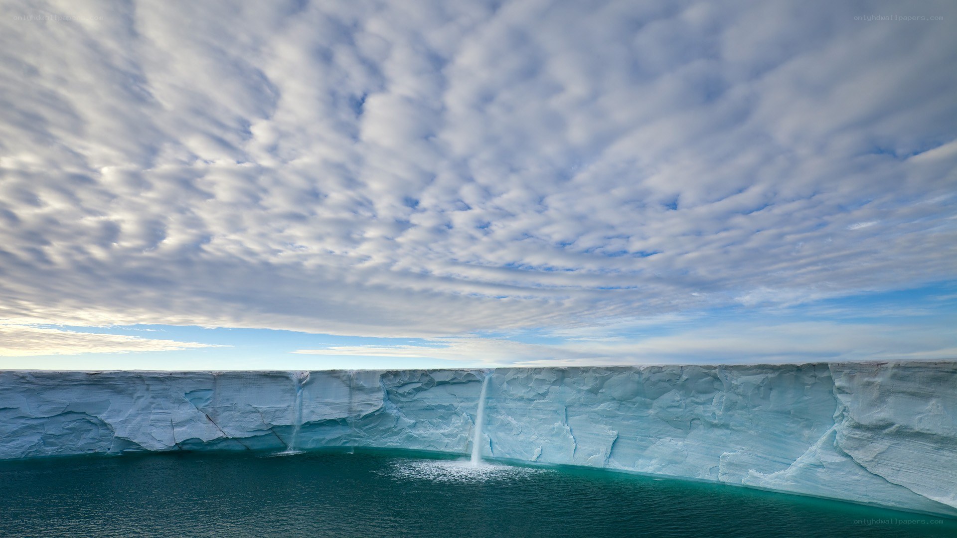 Glacier with waterfalls