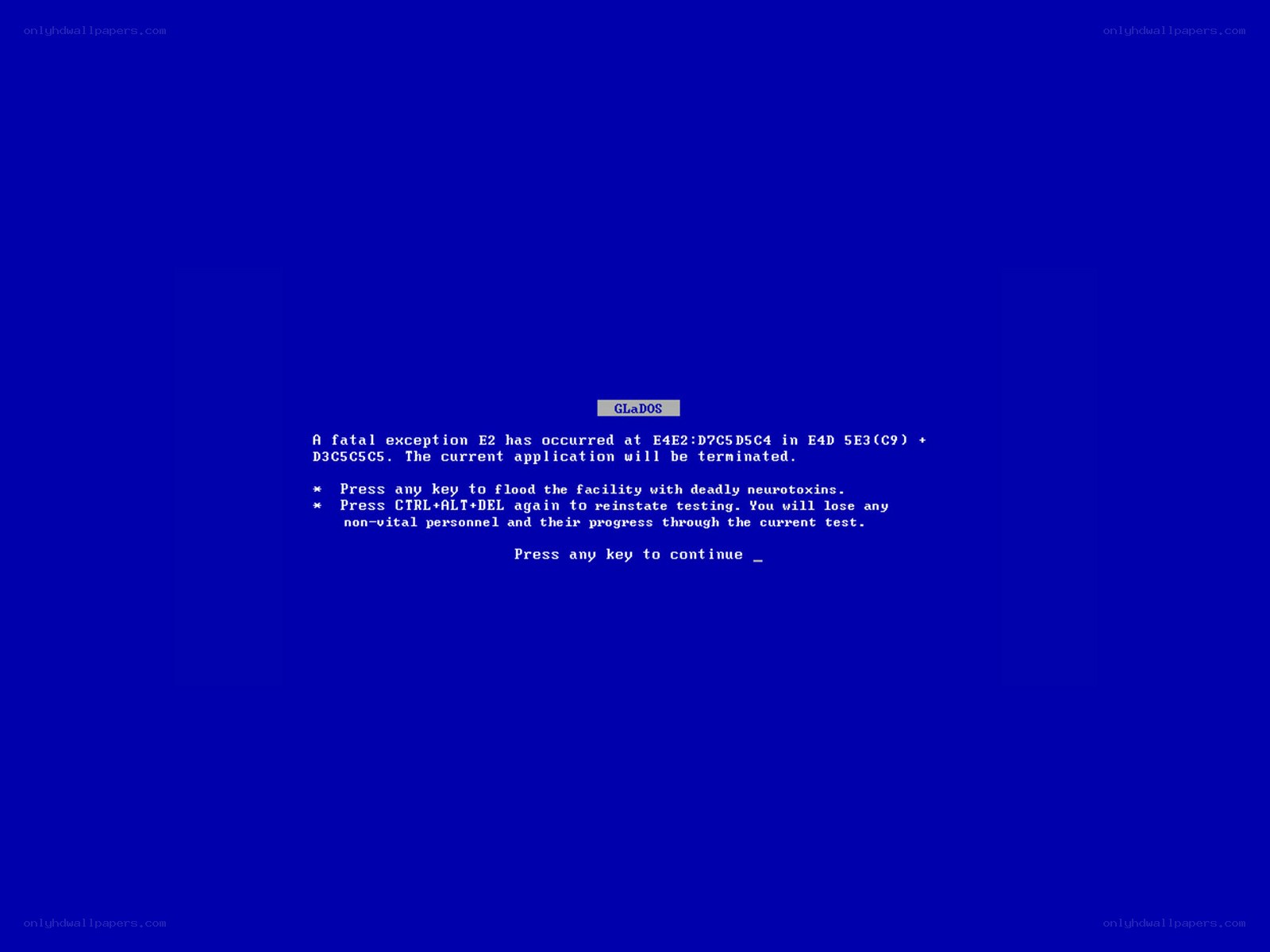 GLaDOS error screen