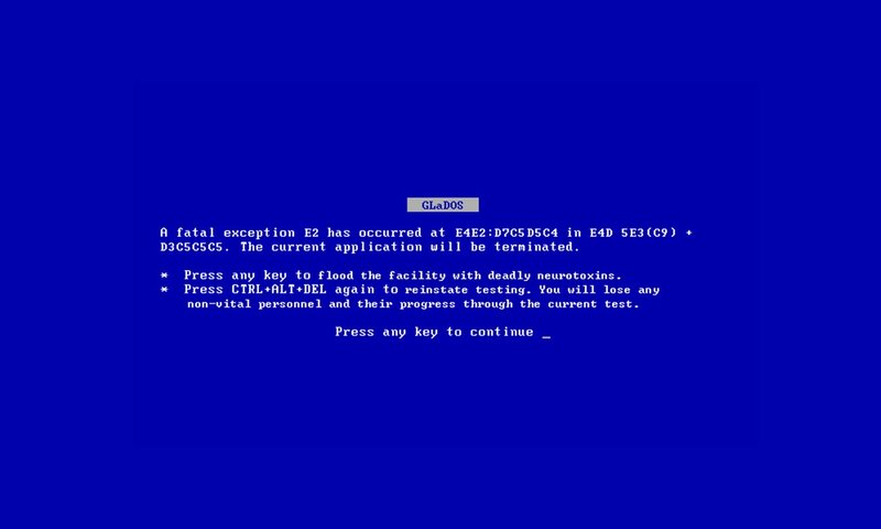 GLaDOS error screen
