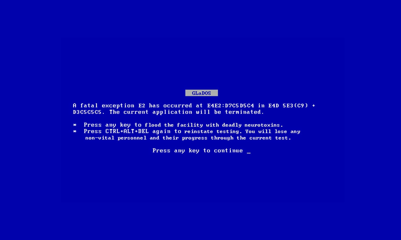 GLaDOS error screen
