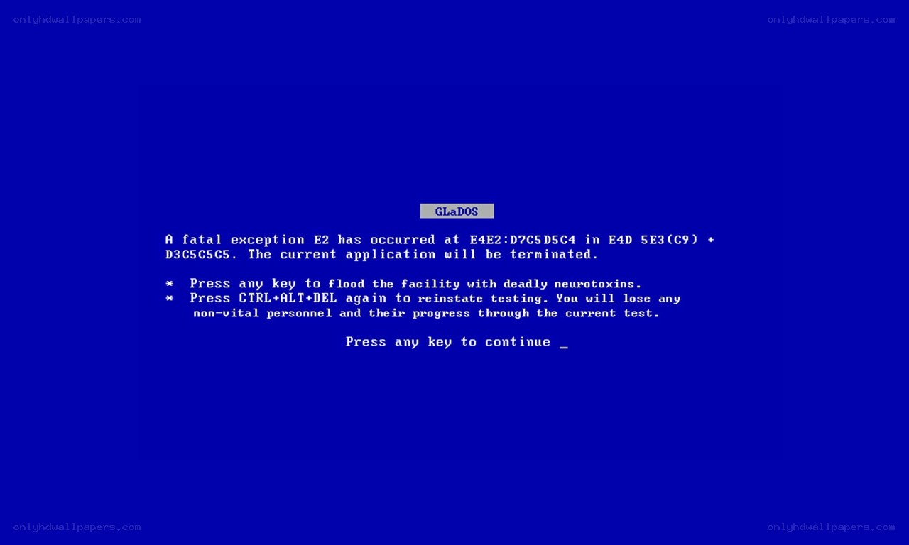 GLaDOS error screen