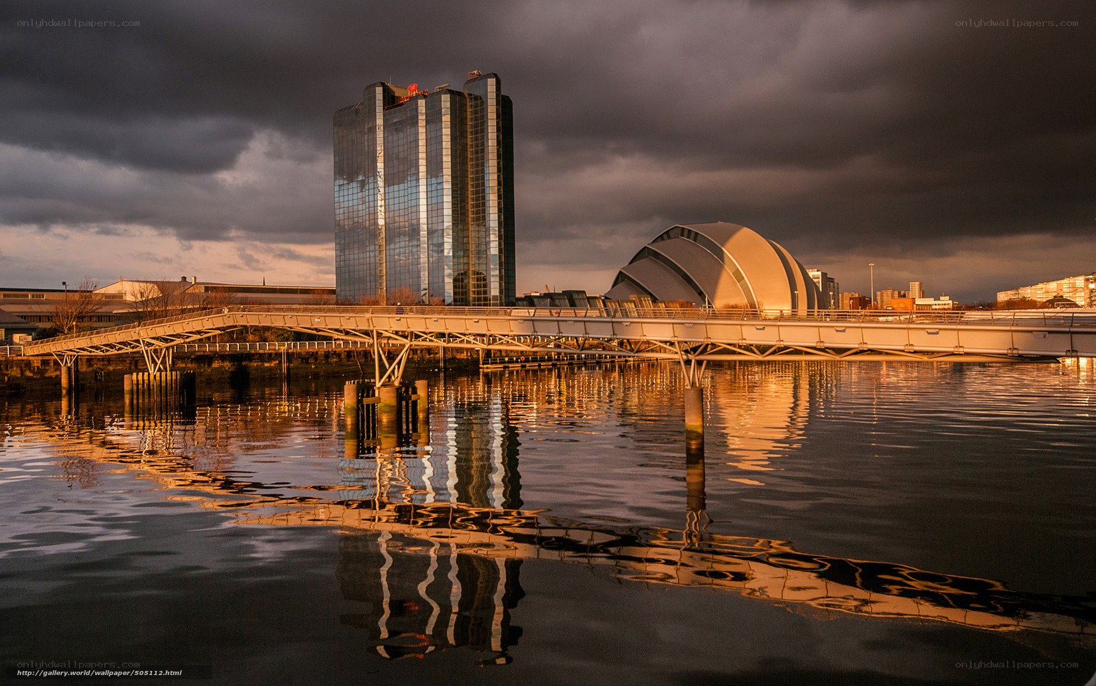 Glasgow waterfront at dusk