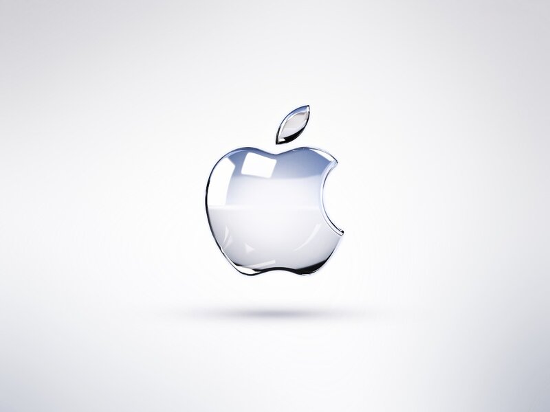 Glass Apple Logo — White, Minimalist