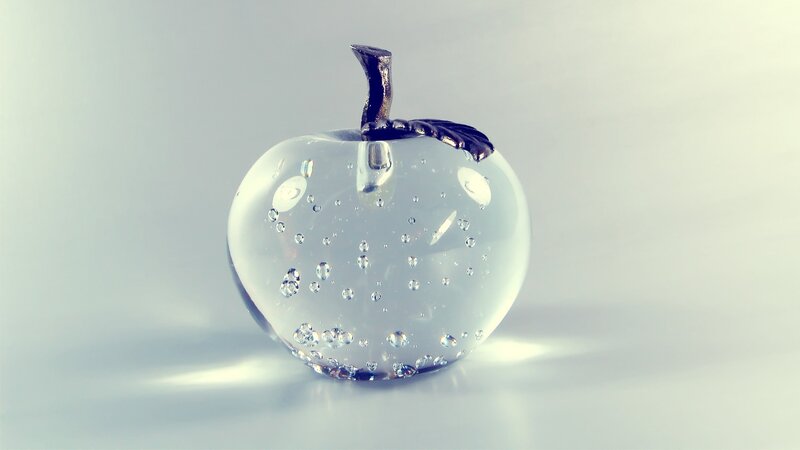Glass Apple Sculpture — White, Serene, Photograph, Stem