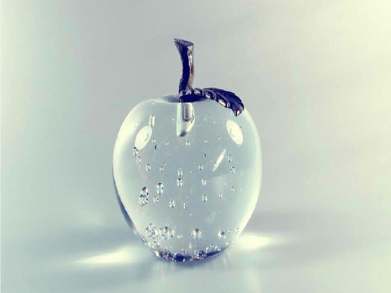 Glass Apple Sculpture — White, Serene, Photograph