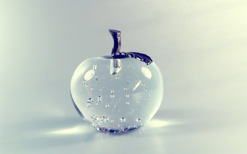 Glass Apple Sculpture — White, Serene