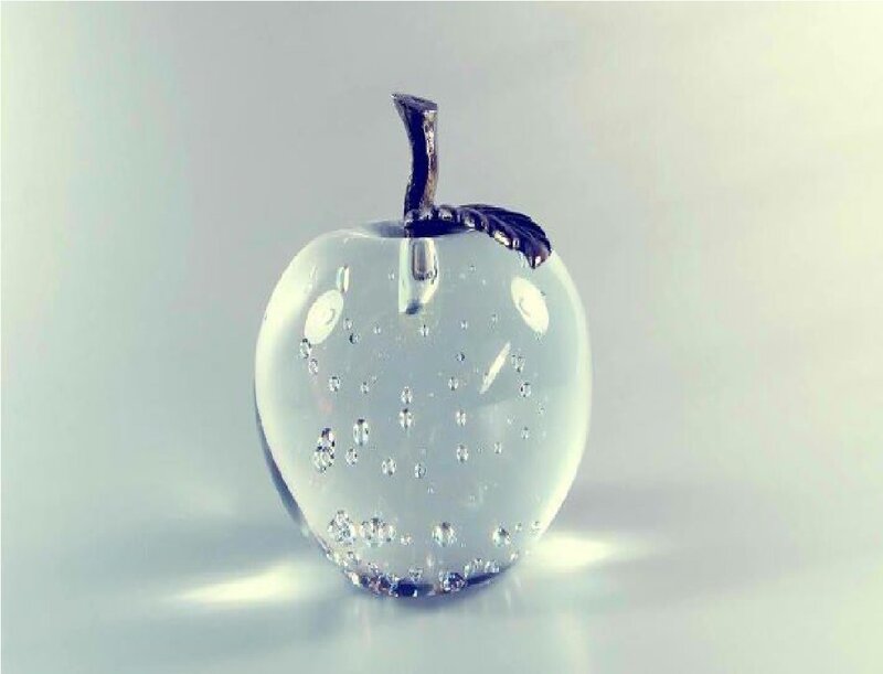 Glass Apple Sculpture — White