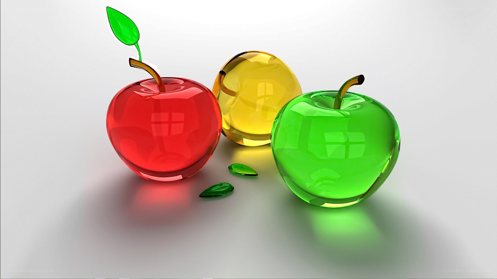 glass apples on white