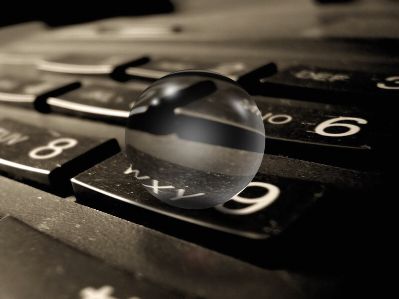 glass ball on phone keypad