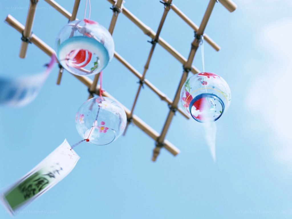 Glass balls on a bamboo frame