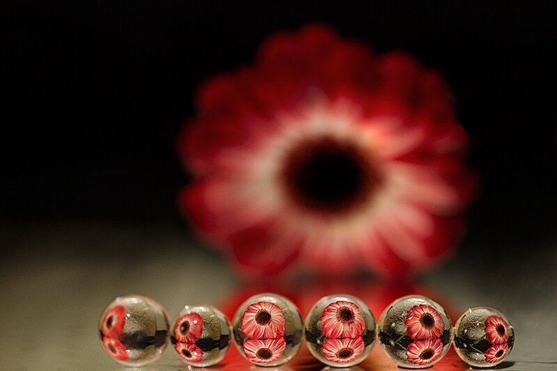 Glass Beads with Flowers