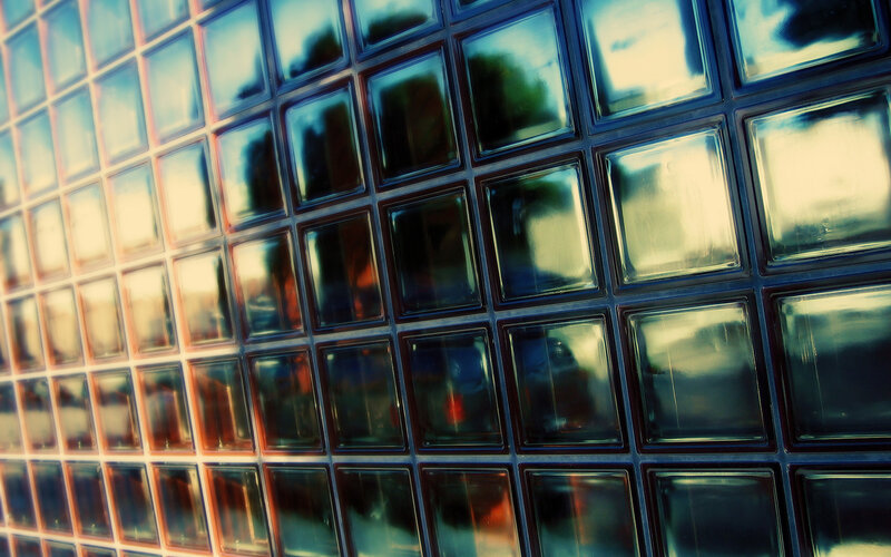 Glass Block Wall — Blue, Dramatic