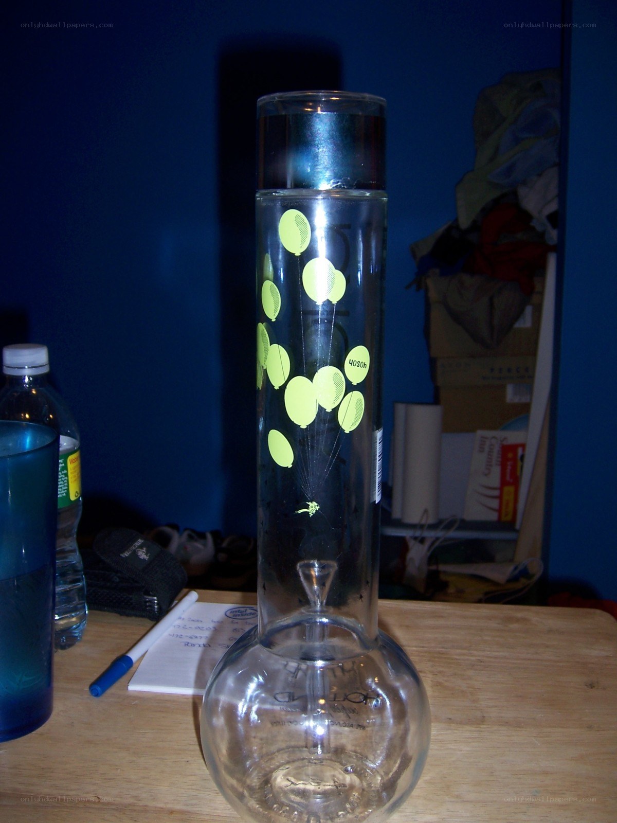 glass bong with balloons