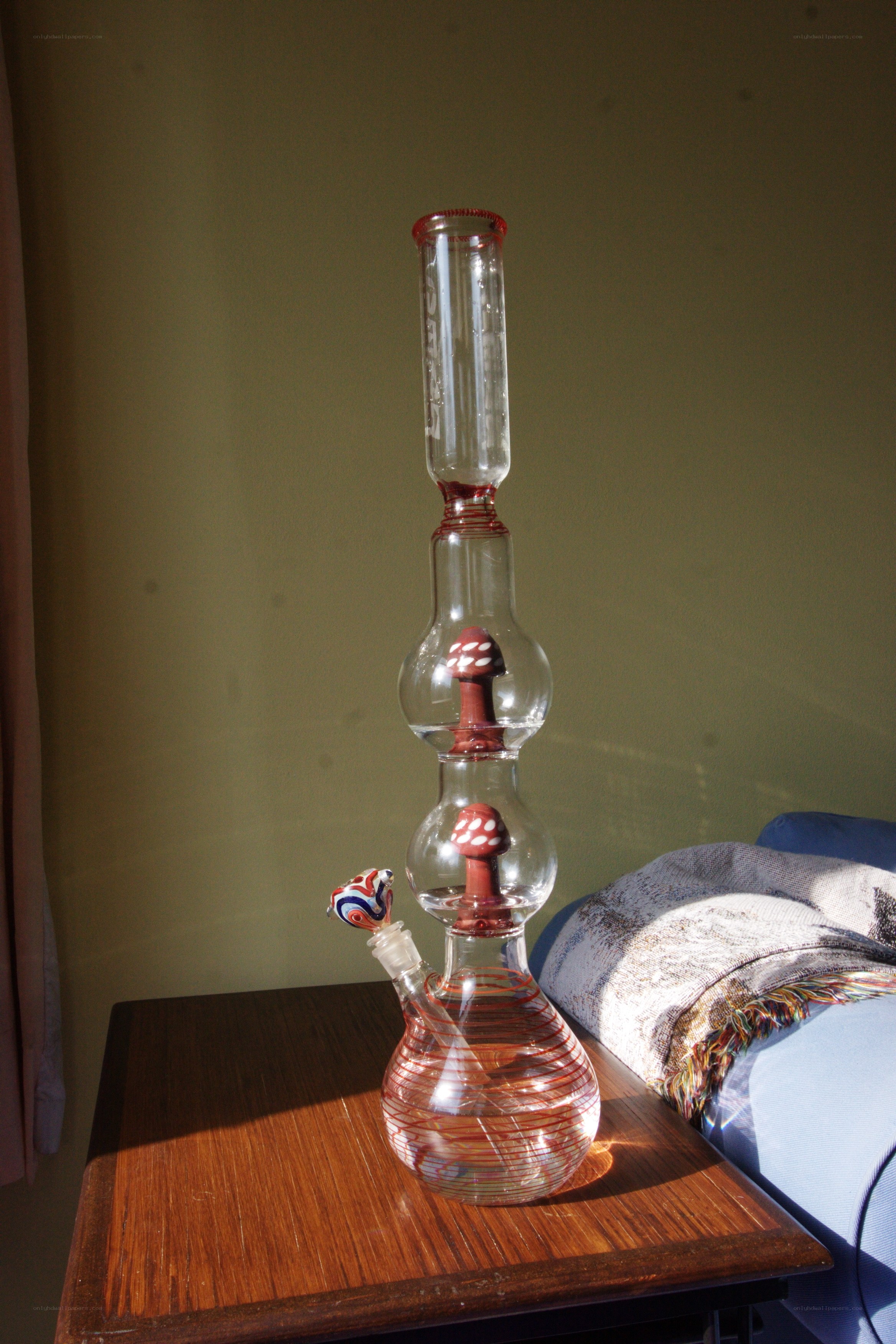 glass bong with mushroom design