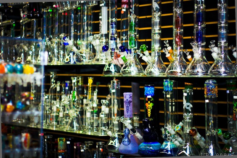 Glass Bongs on Display