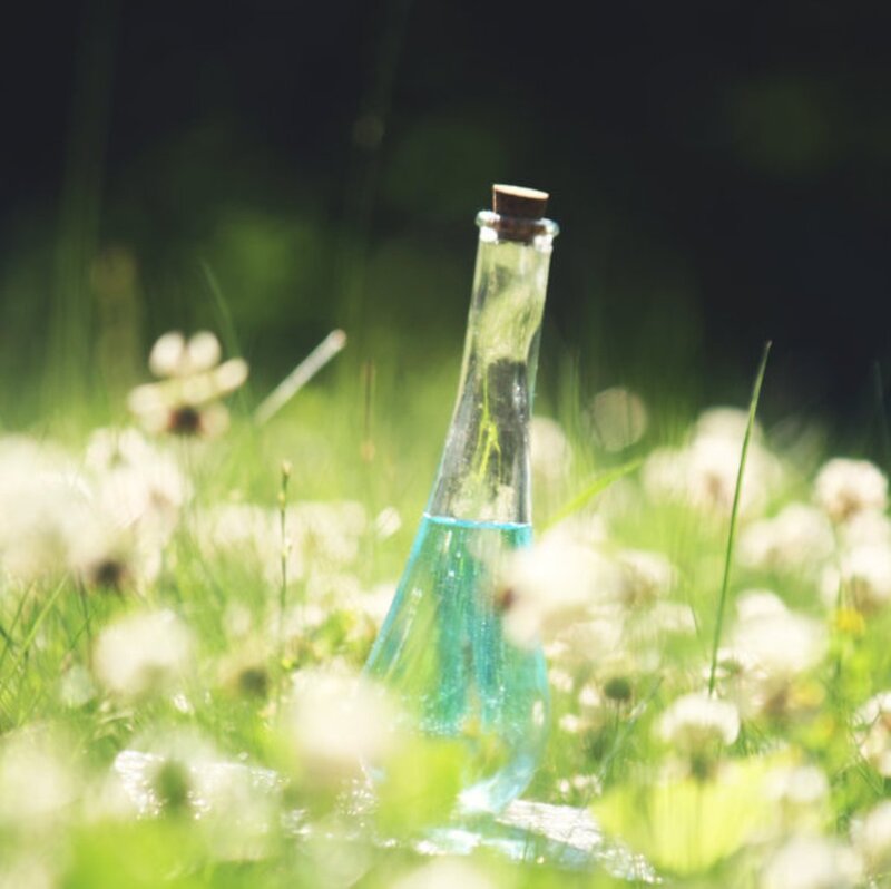 Glass Bottle in Grass — Green