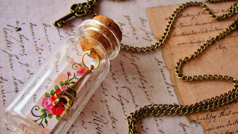 Glass Bottle Necklace — Gold