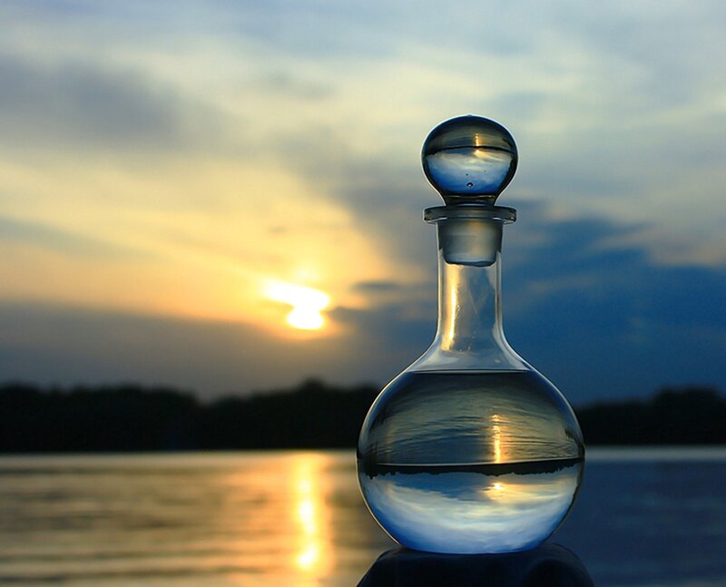 Glass Bottle on Water