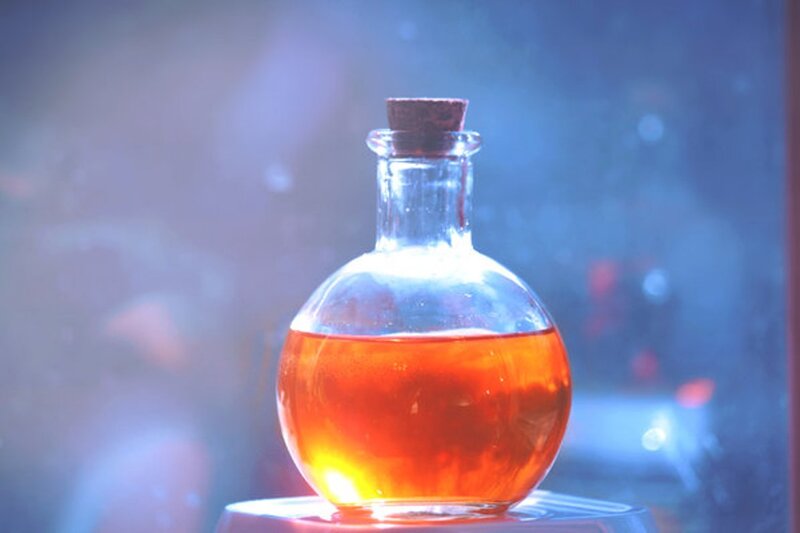 Glass Bottle with Amber Liquid