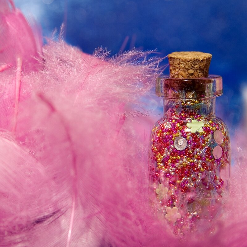 Glass Bottle with Beads