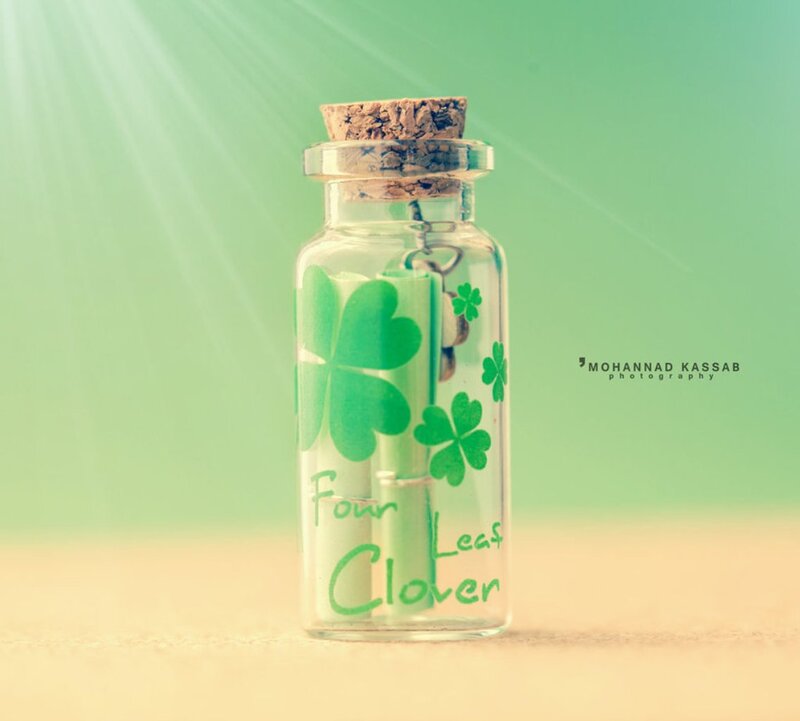 Glass Bottle with Clover