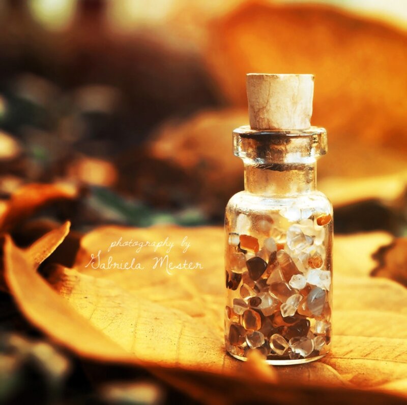Glass Bottle with Crystals